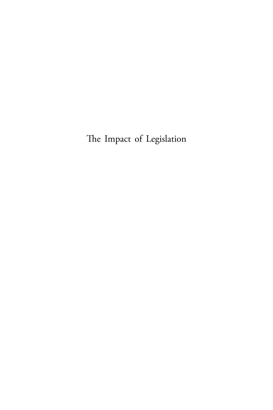 The Impact of Legislation : A Critical Analysis of Ex Ante Evaluation by Jonathan Verschuuren