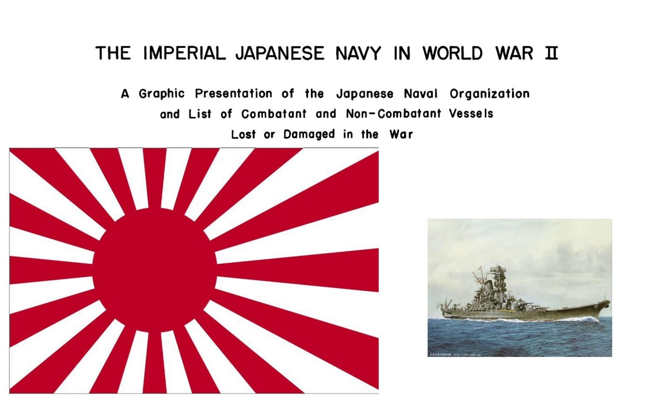The Imperial Japanese Navy in World War II : a graphic presentation of the Japanese naval organization and list of combatant and non-combatant vessels lost or damaged in the war by United States. Far East Command