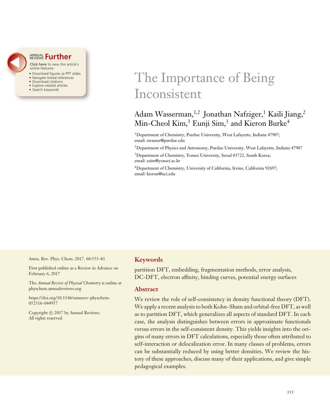 The Importance of Being Inconsistent by Adam Wasserman Jonathan Nafziger Kaili Jiang Min-Cheol Kim Eunji Sim Kieron Burke