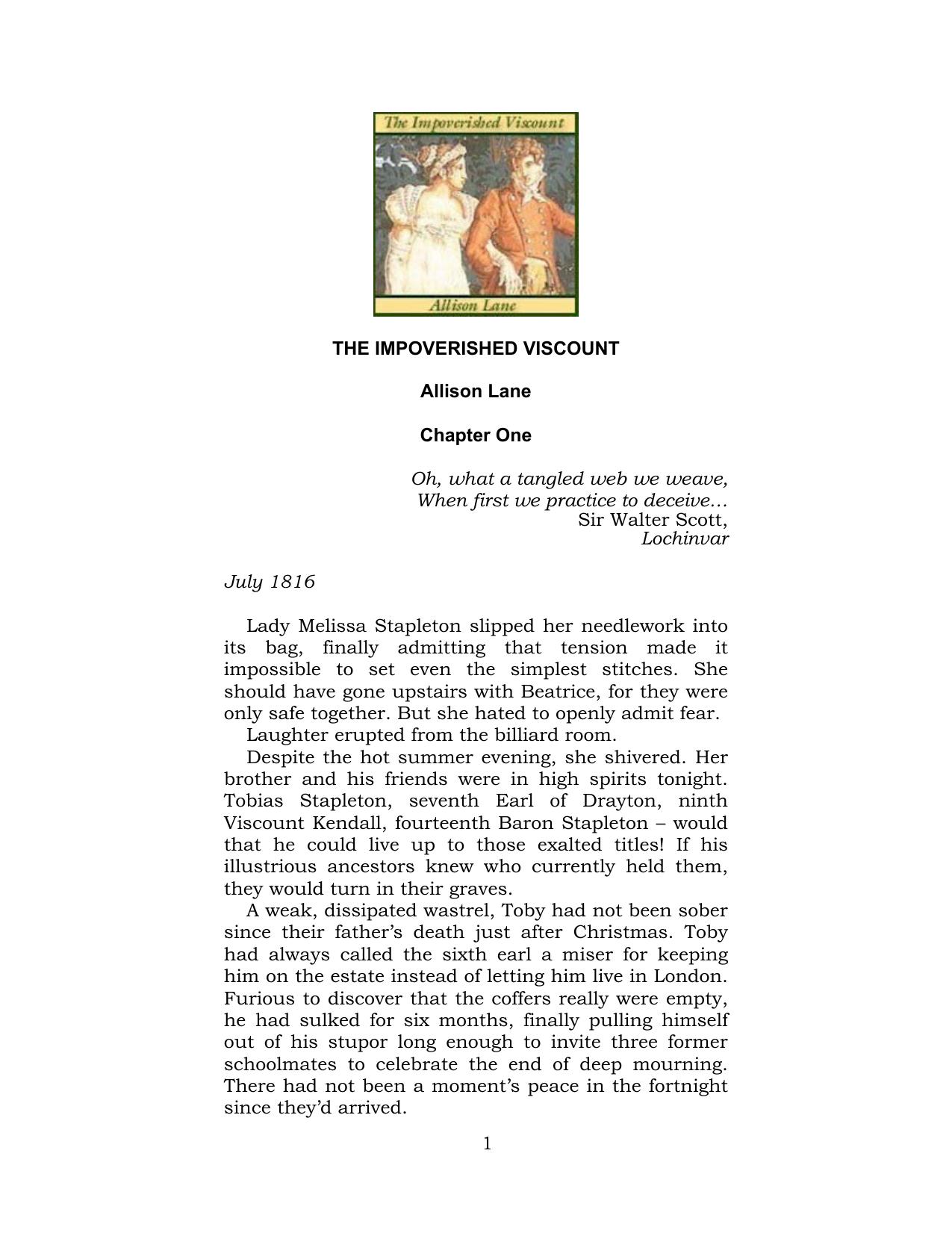 The Impoverished Viscount by Allison Lane