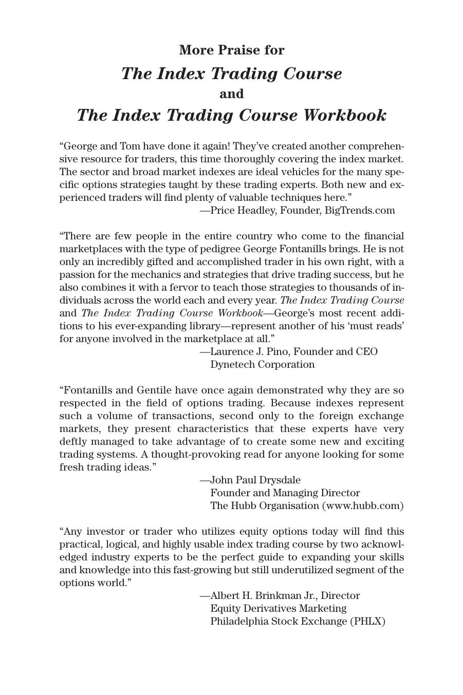 The Index Trading Course by Fontanills