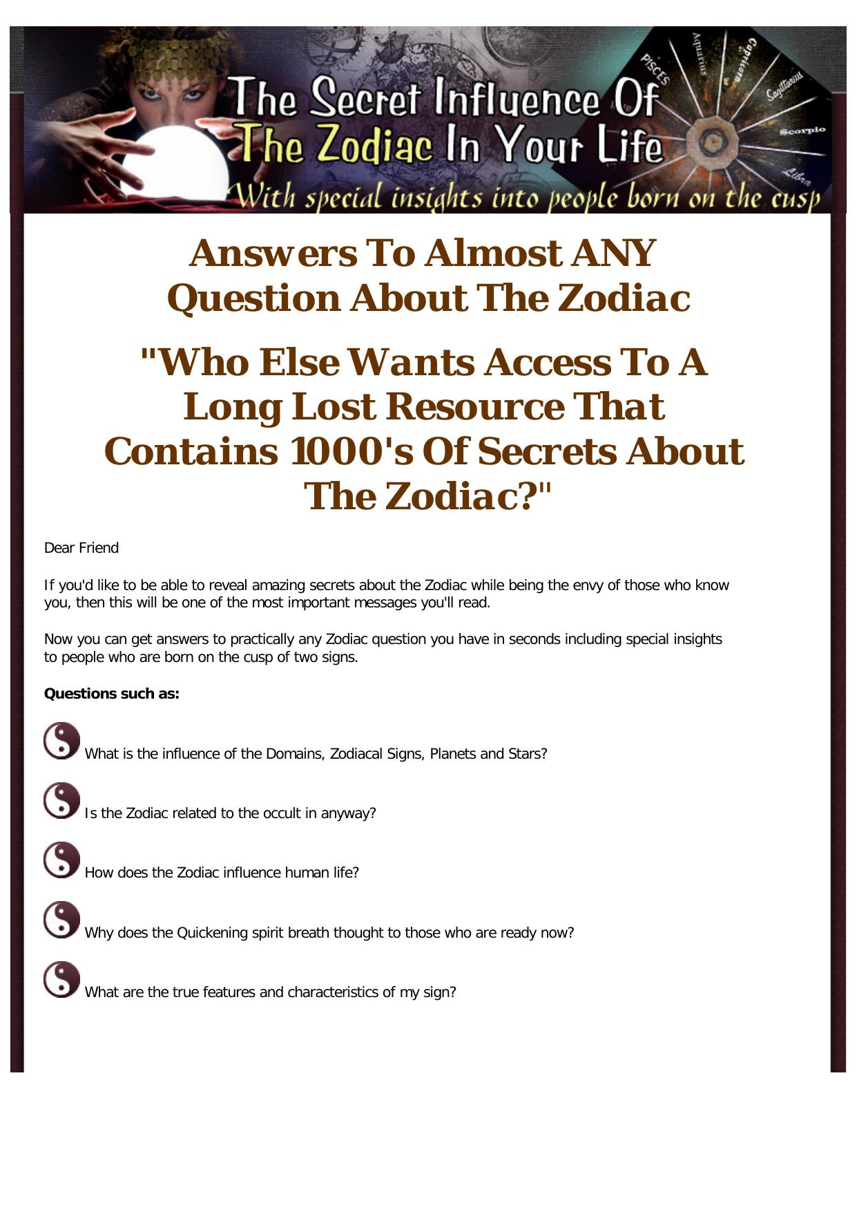 The Influence Of The Zodiac Upon Human Life. by Best of Kuszter's Collection