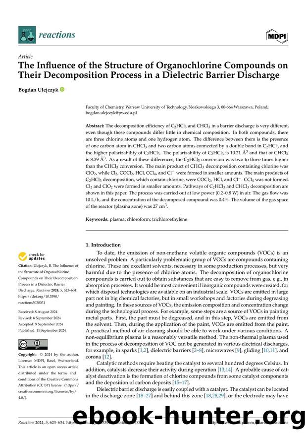 The Influence of the Structure of Organochlorine Compounds on Their Decomposition Process in a Dielectric Barrier Discharge by Bogdan Ulejczyk