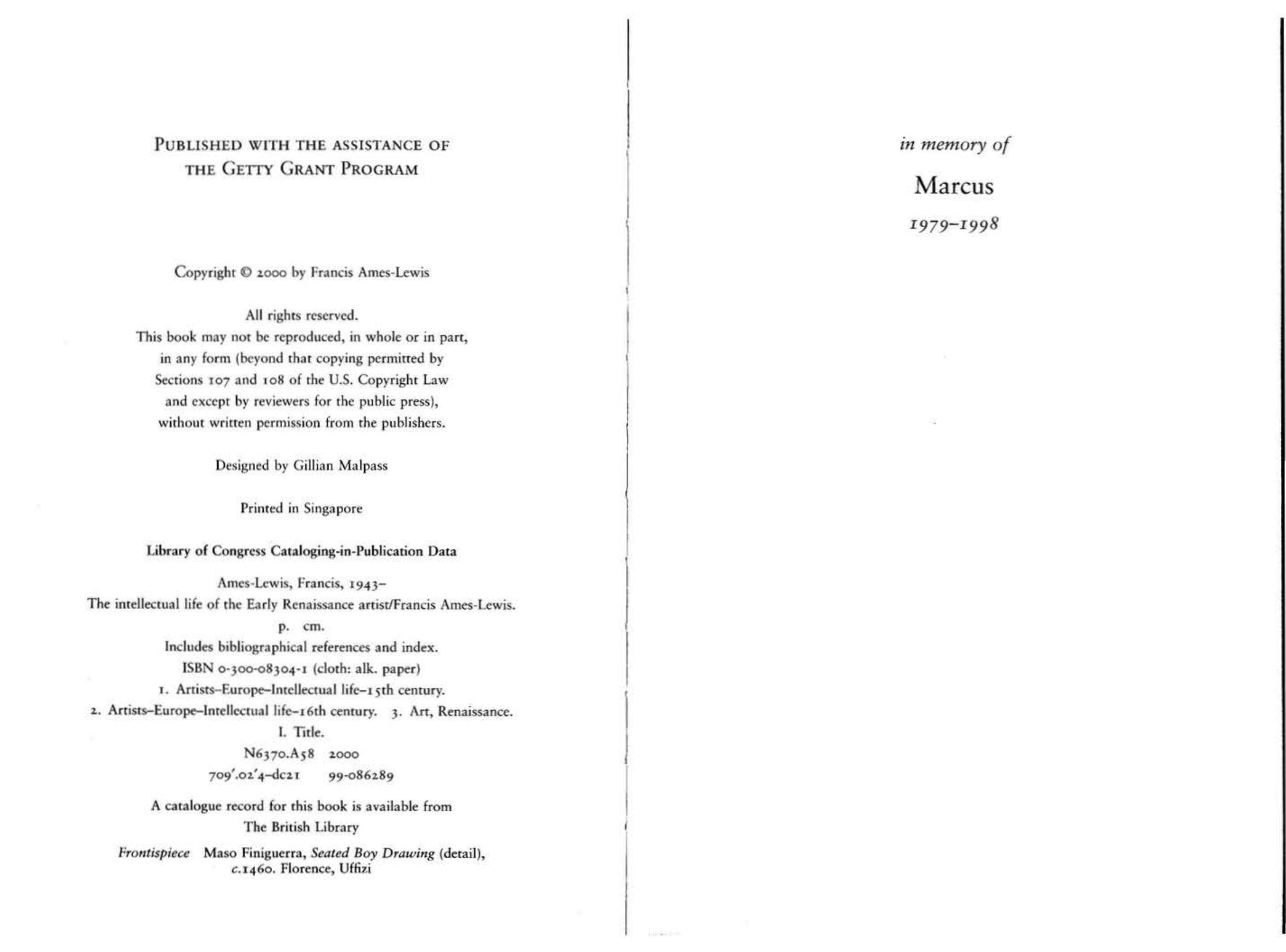 The Intellectual Life of the Early Renaissance Artist by Francis Ames-Lewis