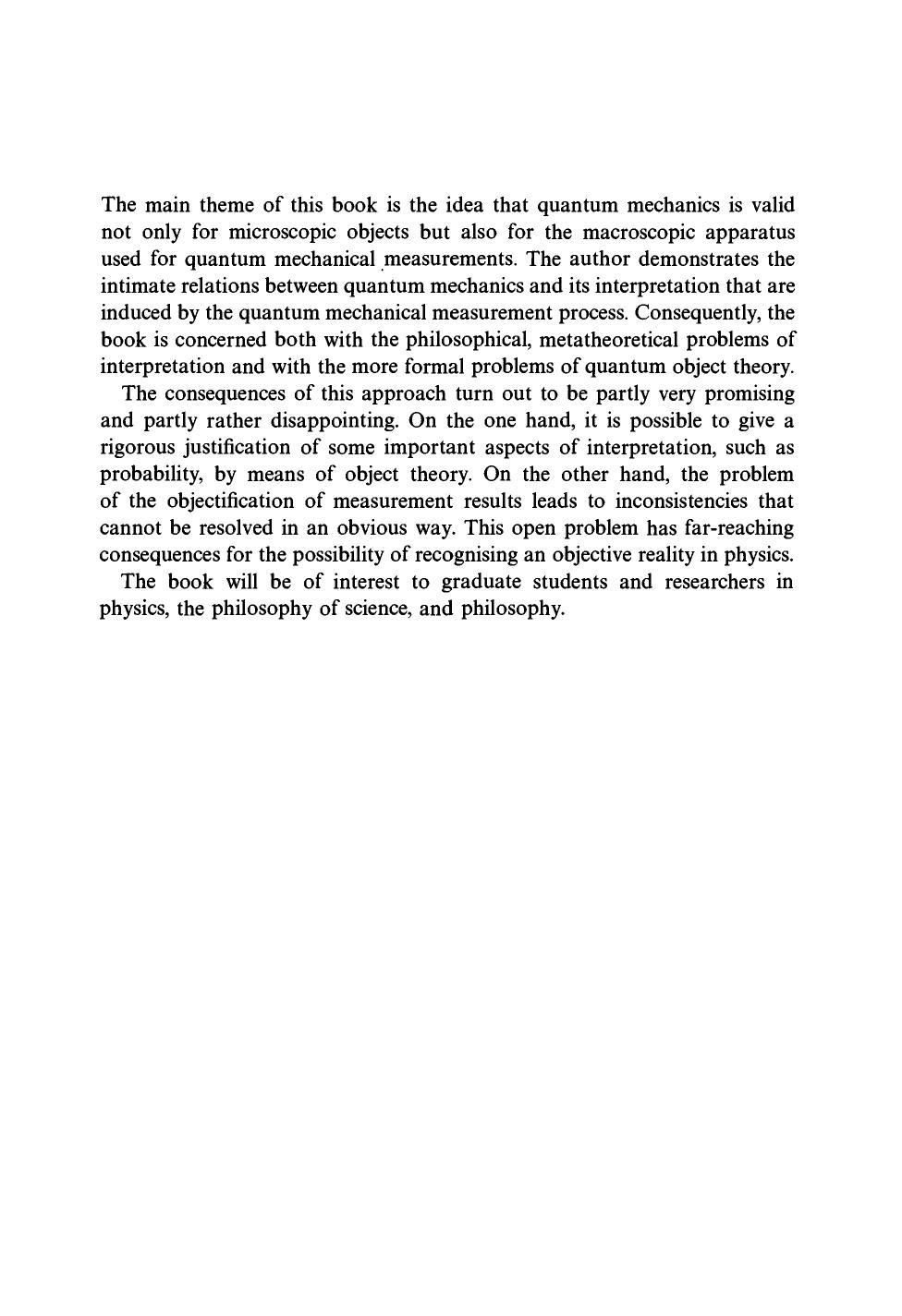 The Interpretation of Quantum Mechanics and the Measurement Process by Peter Mittelstaedt