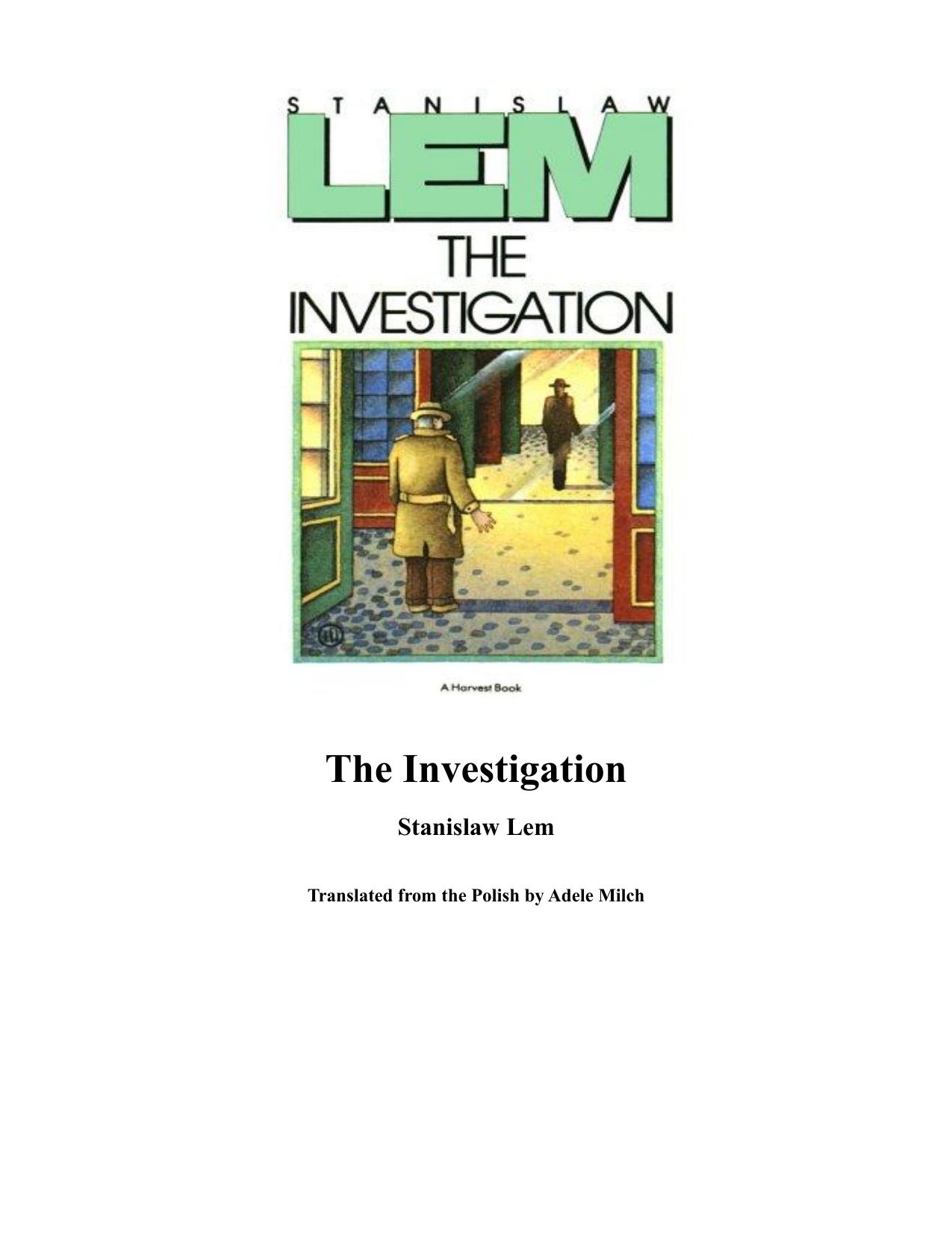 The Investigation by Stanislaw Lem