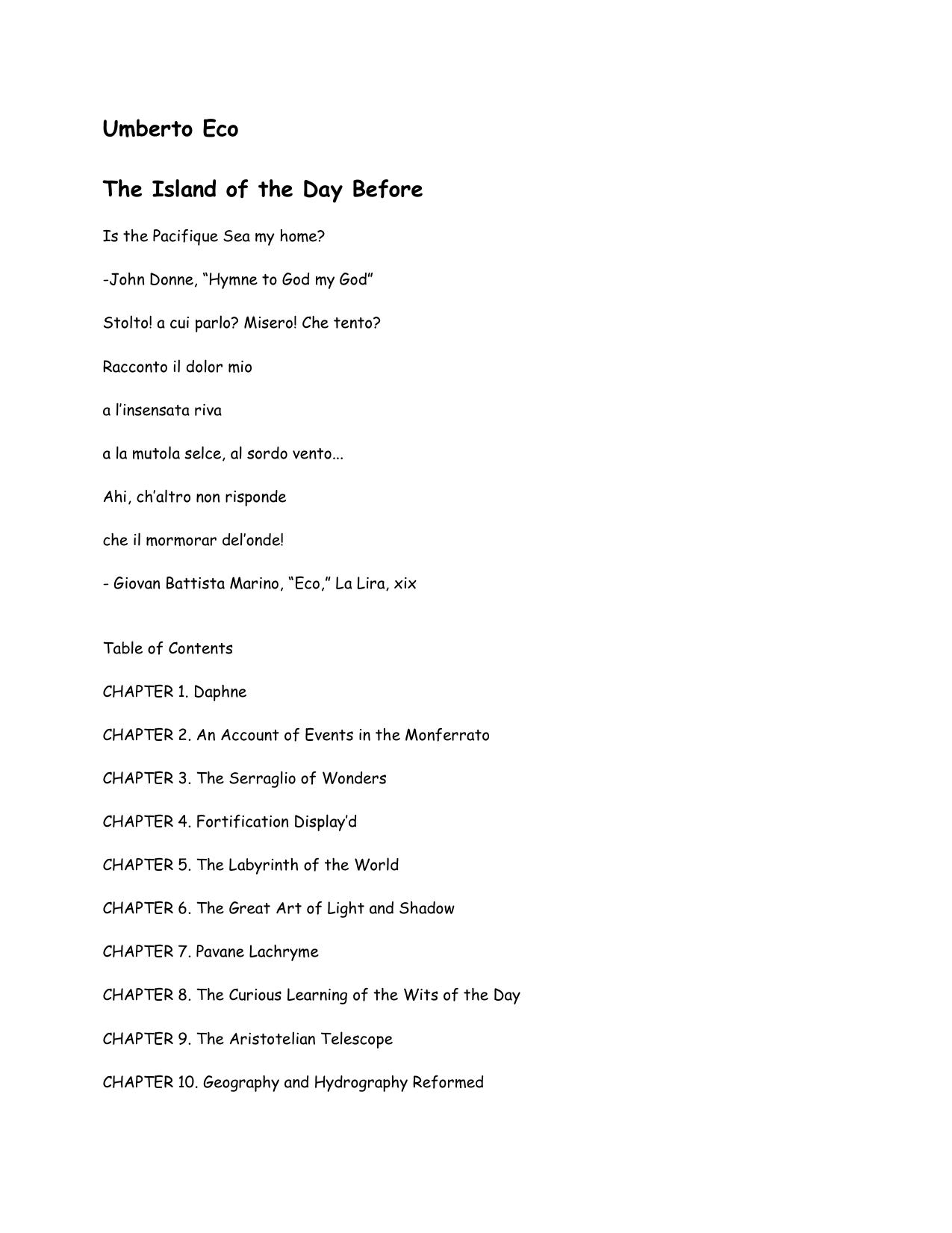 The Island of the Day Before by Umberto Eco