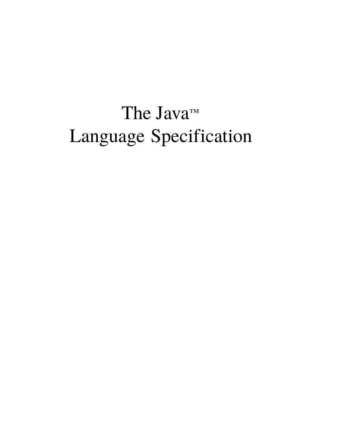 The Java Language Specification First Edition by Unknown