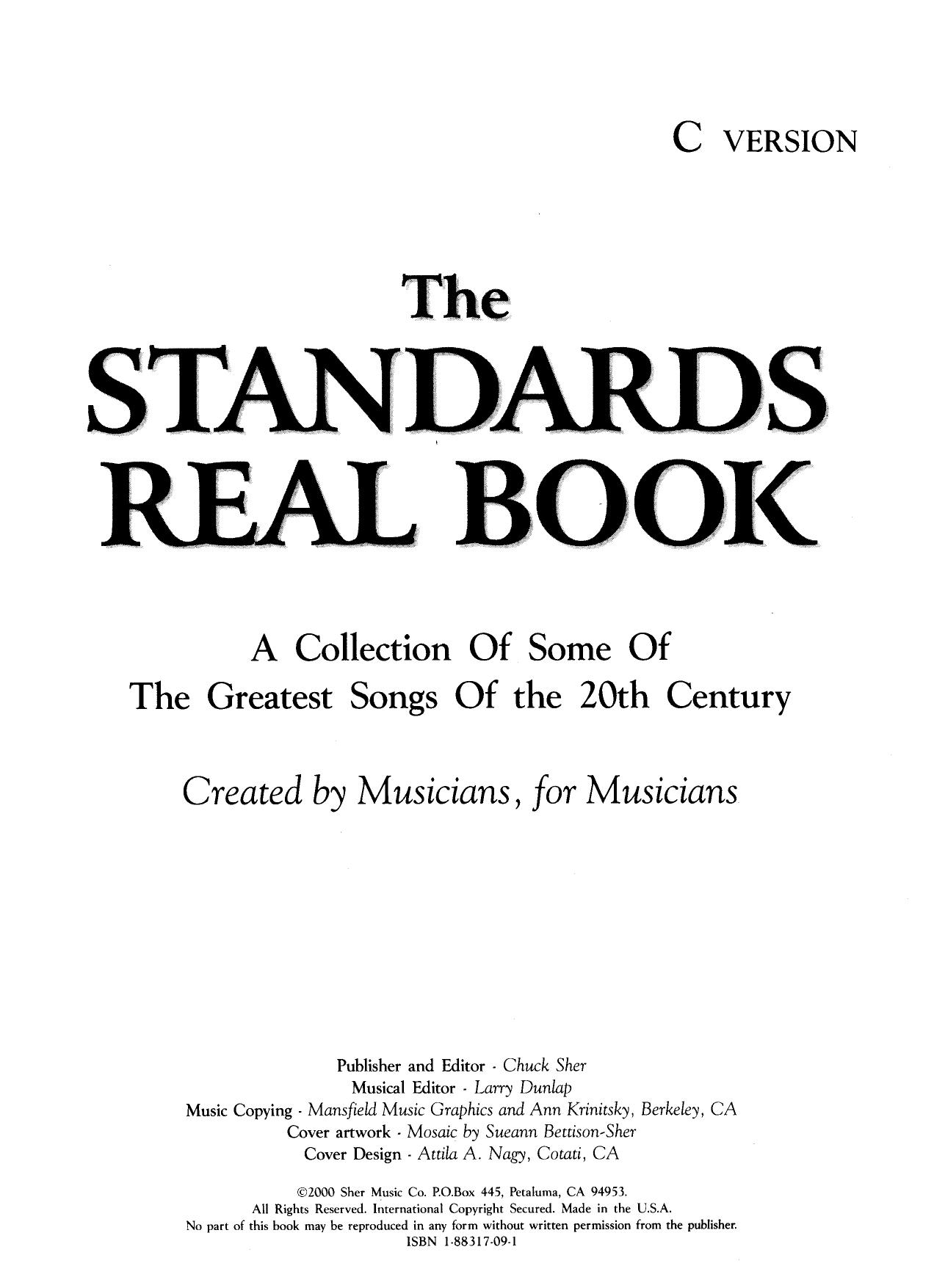 The Jazz Standards Real Book - 1st Edition by Vol. 1 (Concert C)