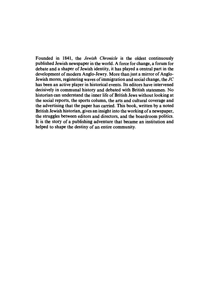 The Jewish Chronicle and Anglo-Jewry, 1841-1991 by David Cesarani