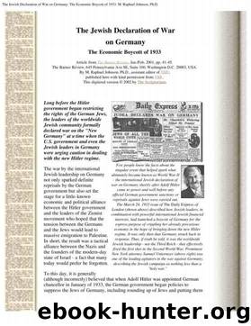 The Jewish Declaration Of War On Germany: The Economic Boycott Of 1933 by M. Raphael Johnson Ph.D