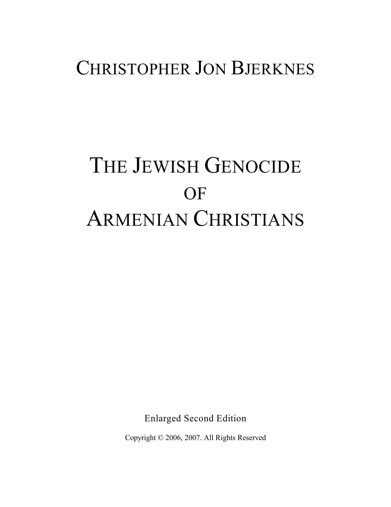 The Jewish Genocide of Armenian Christians by Unknown