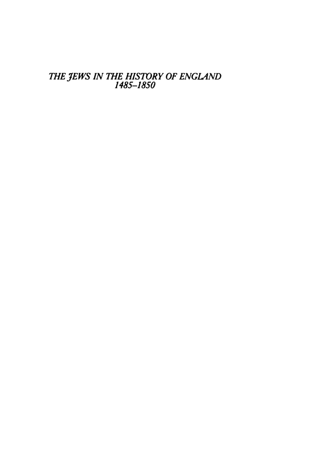 The Jews in the History of England, 1485-1850 by David S. Katz