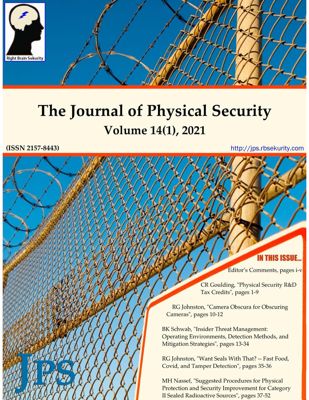 The Journal of Physical Security Volume 14 Issue 1 - JPS 14(1) by Right Brain Sekurity LLC