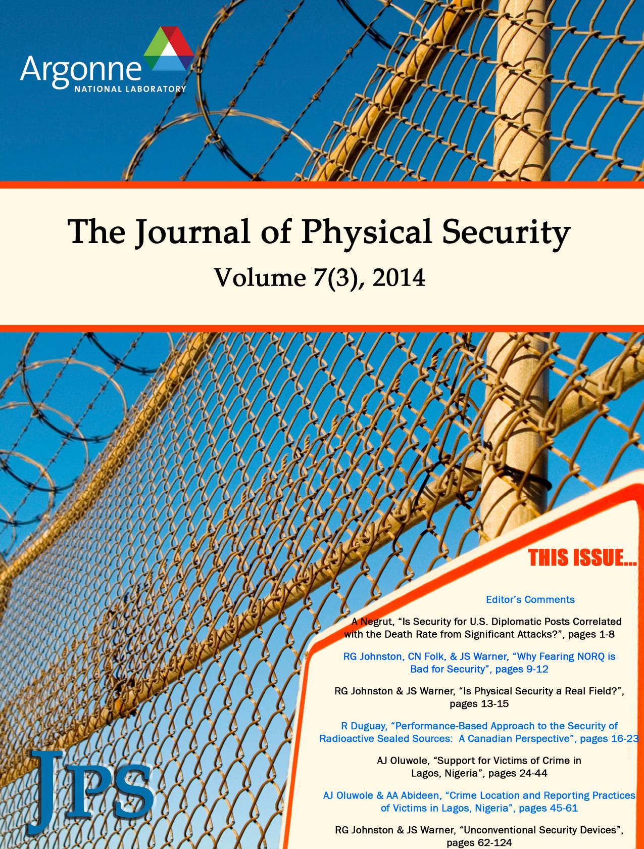 The Journal of Physical Security Volume 7 Issue 3 - JPS 7(3) by Right Brain Sekurity LLC