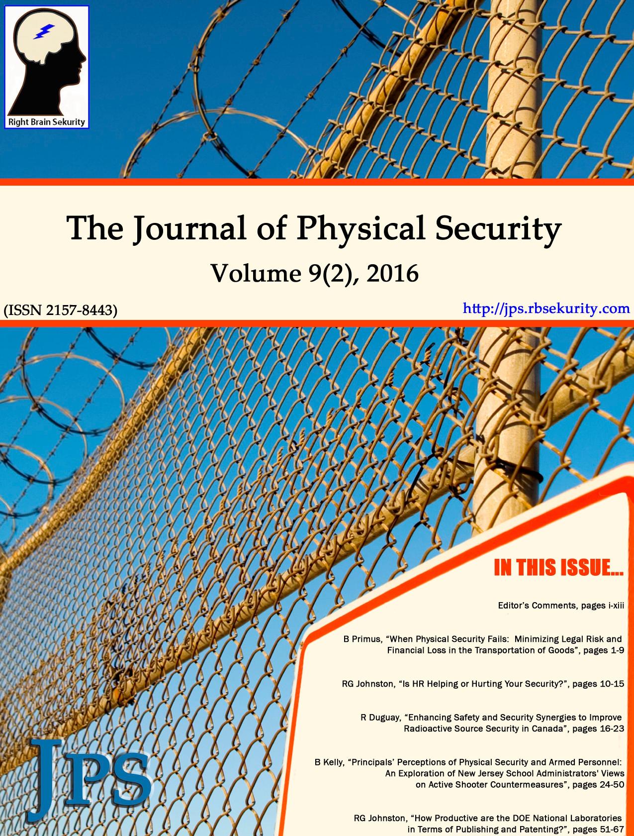 The Journal of Physical Security Volume 9 Issue 2 - JPS 9(2) by Right Brain Sekurity LLC