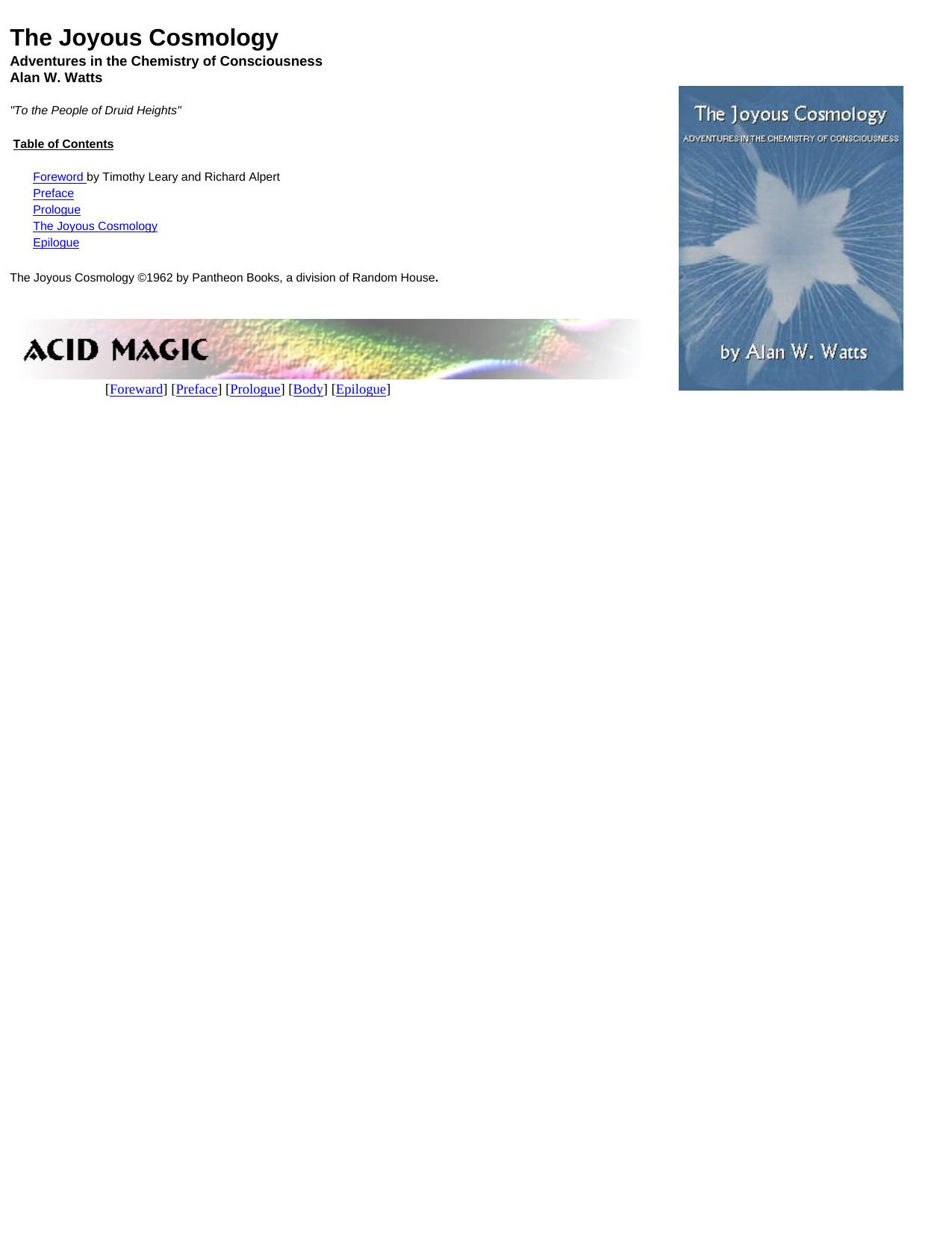 The Joyous Cosmology by Alan Watts