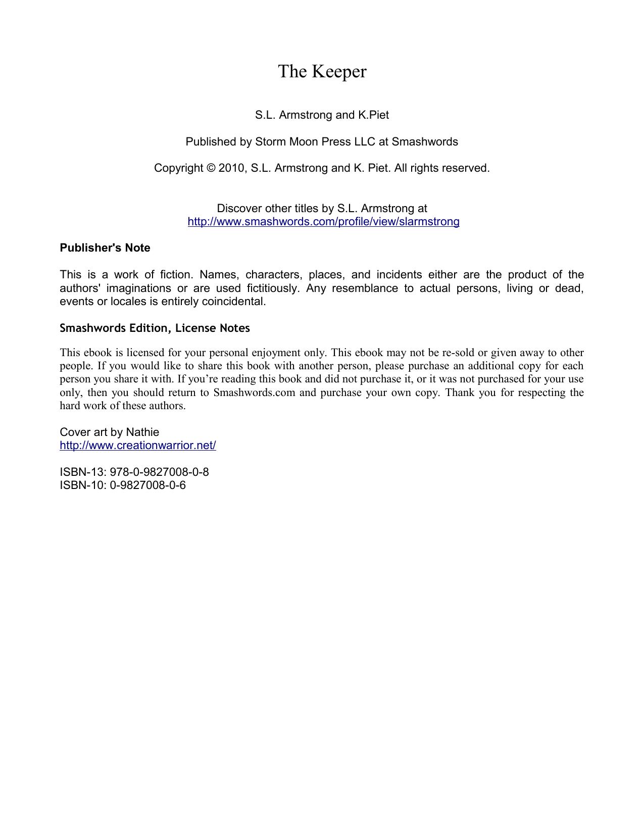 The Keeper by S.L. Armstrong & K. Piet