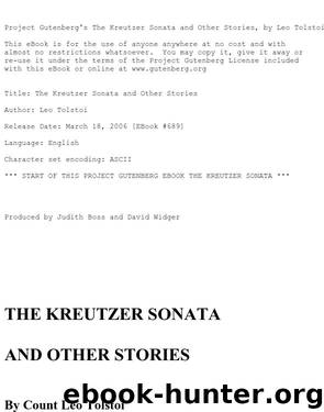 The Kreutzer Sonata and Other Stories by Leo Tolstoy