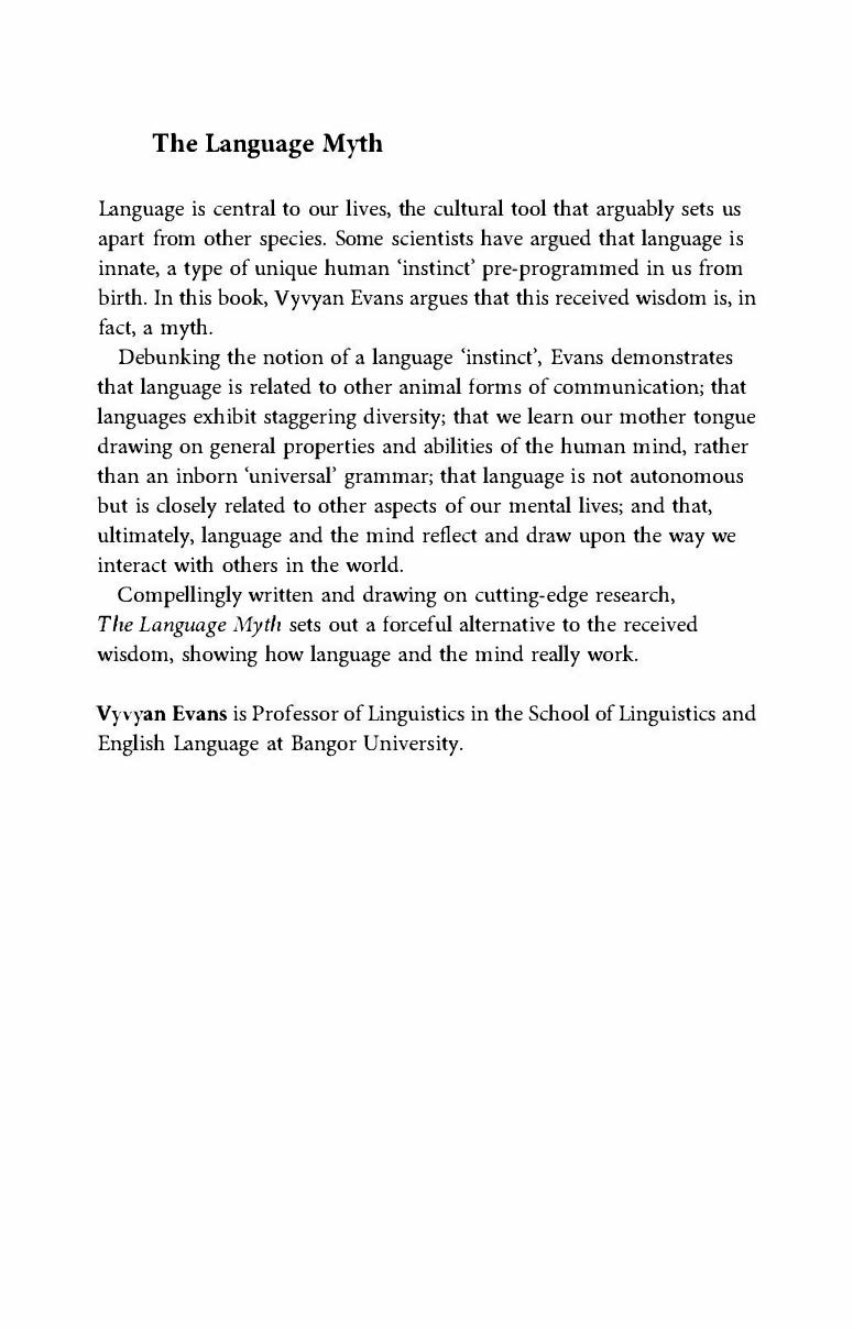 The Language Myth: Why Language Is Not an Instinct by Vyvyan Evans