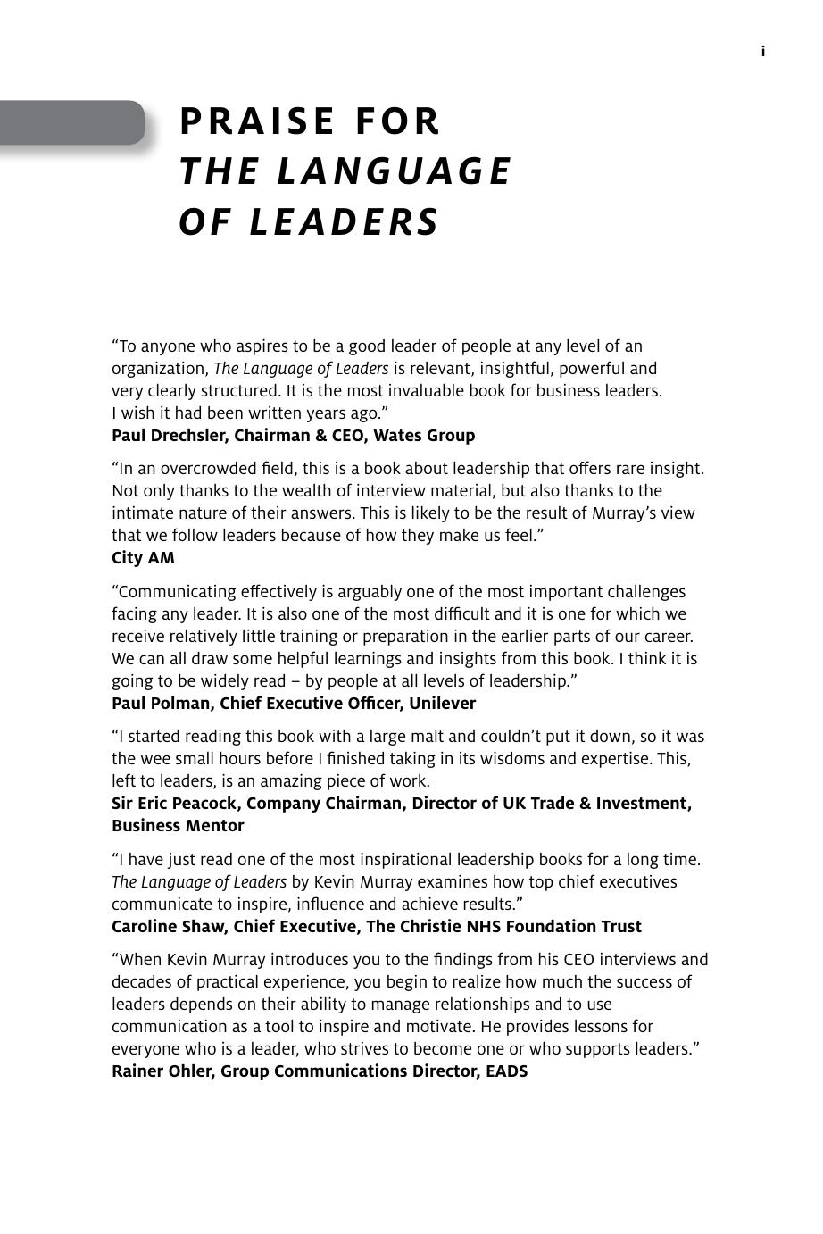 The Language of Leaders by Murray Kevin