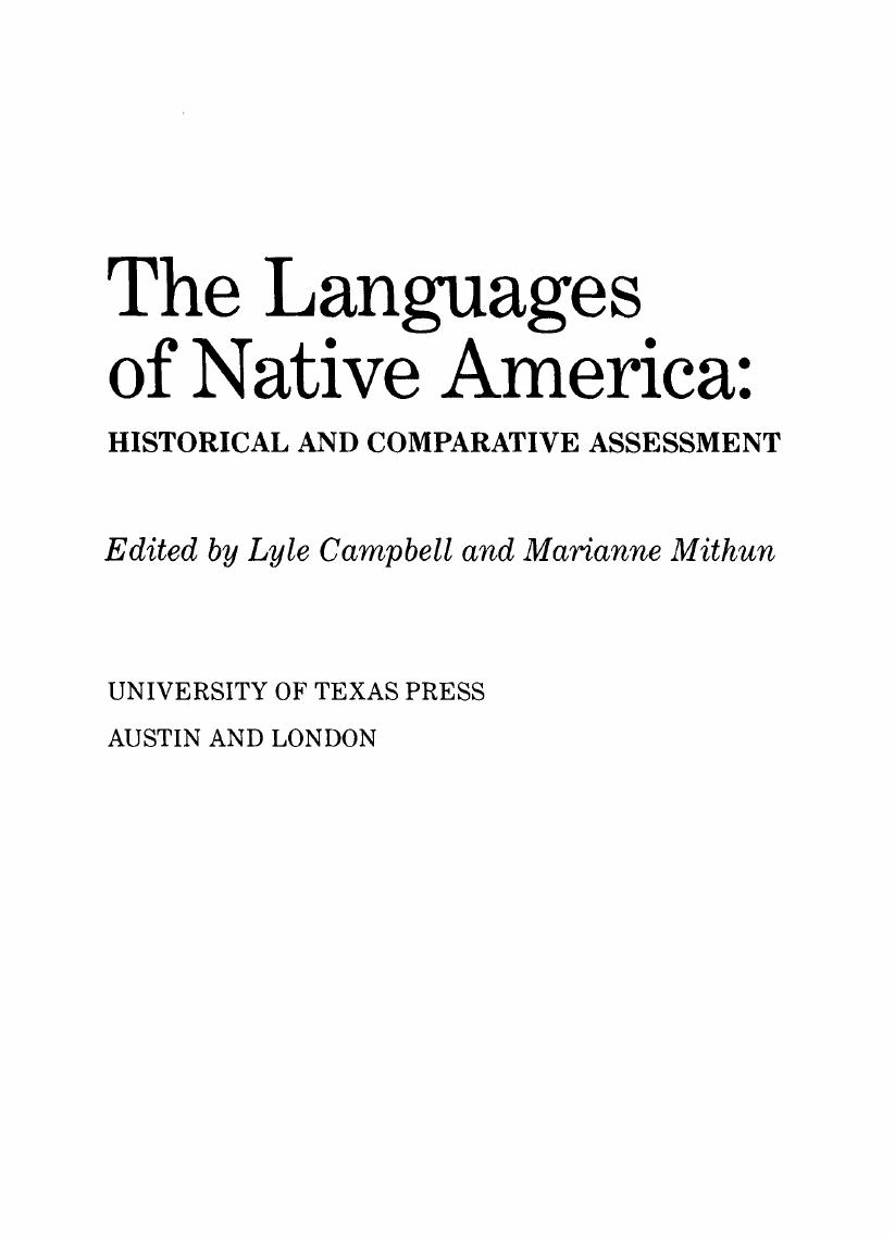 The Languages of Native America: Historical and Comparative Assessment by Lyle Campbell & Marianne Mithun (eds.)