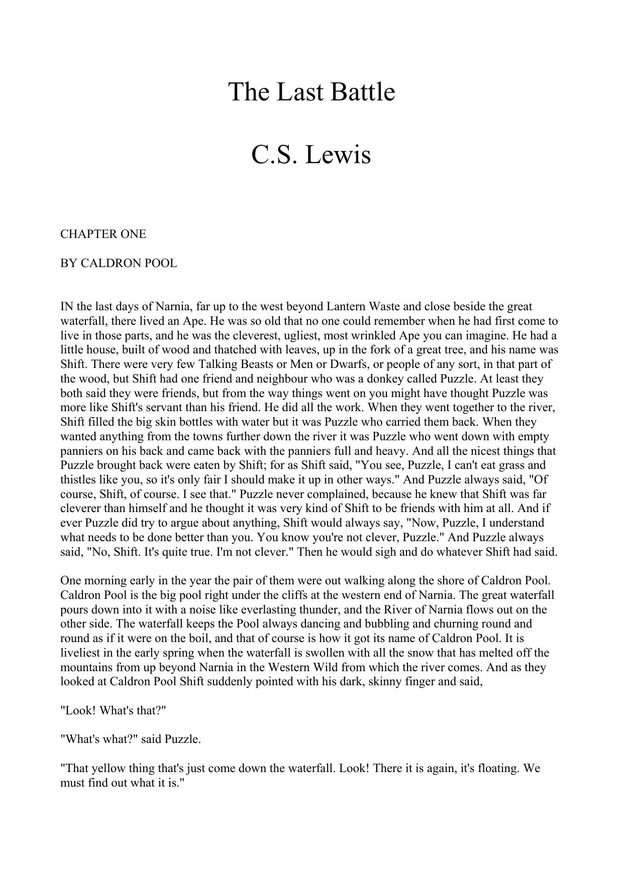 The Last Battle by C S Lewis