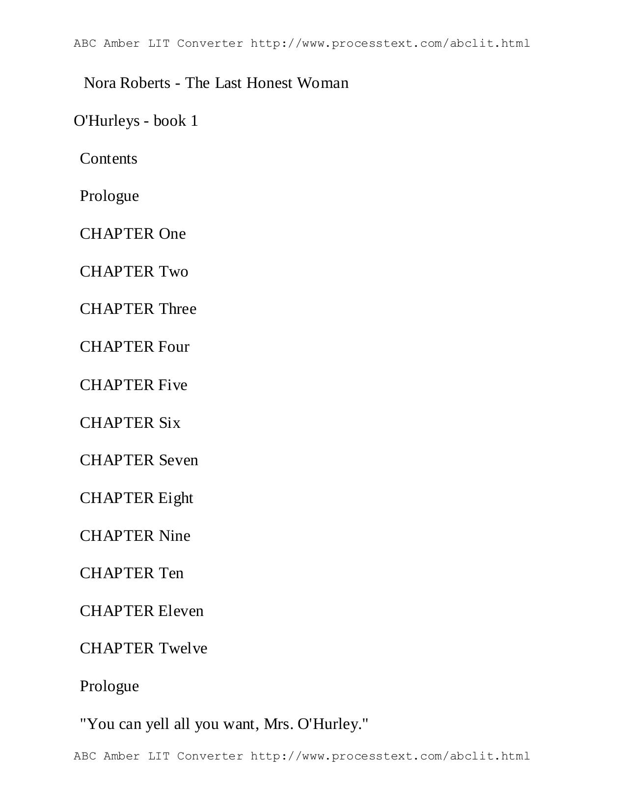 The Last Honest Woman-The O'Hurleys 1-Nora Roberts(1988) by Unknown