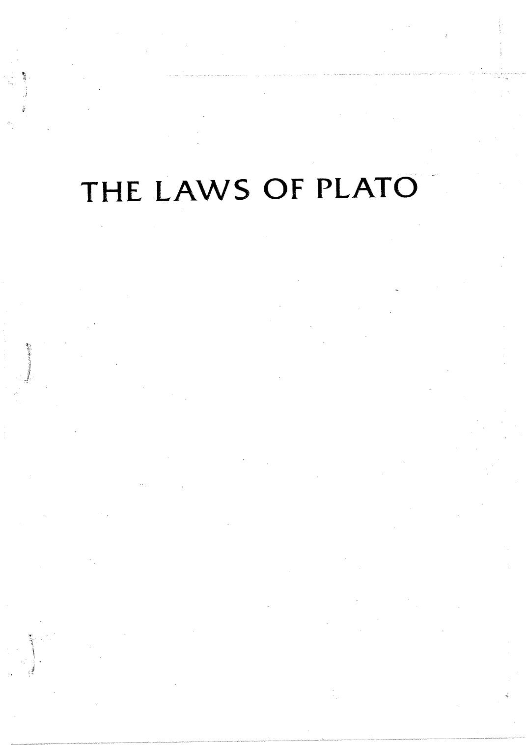 The Laws of Plato by Plato by Unknown