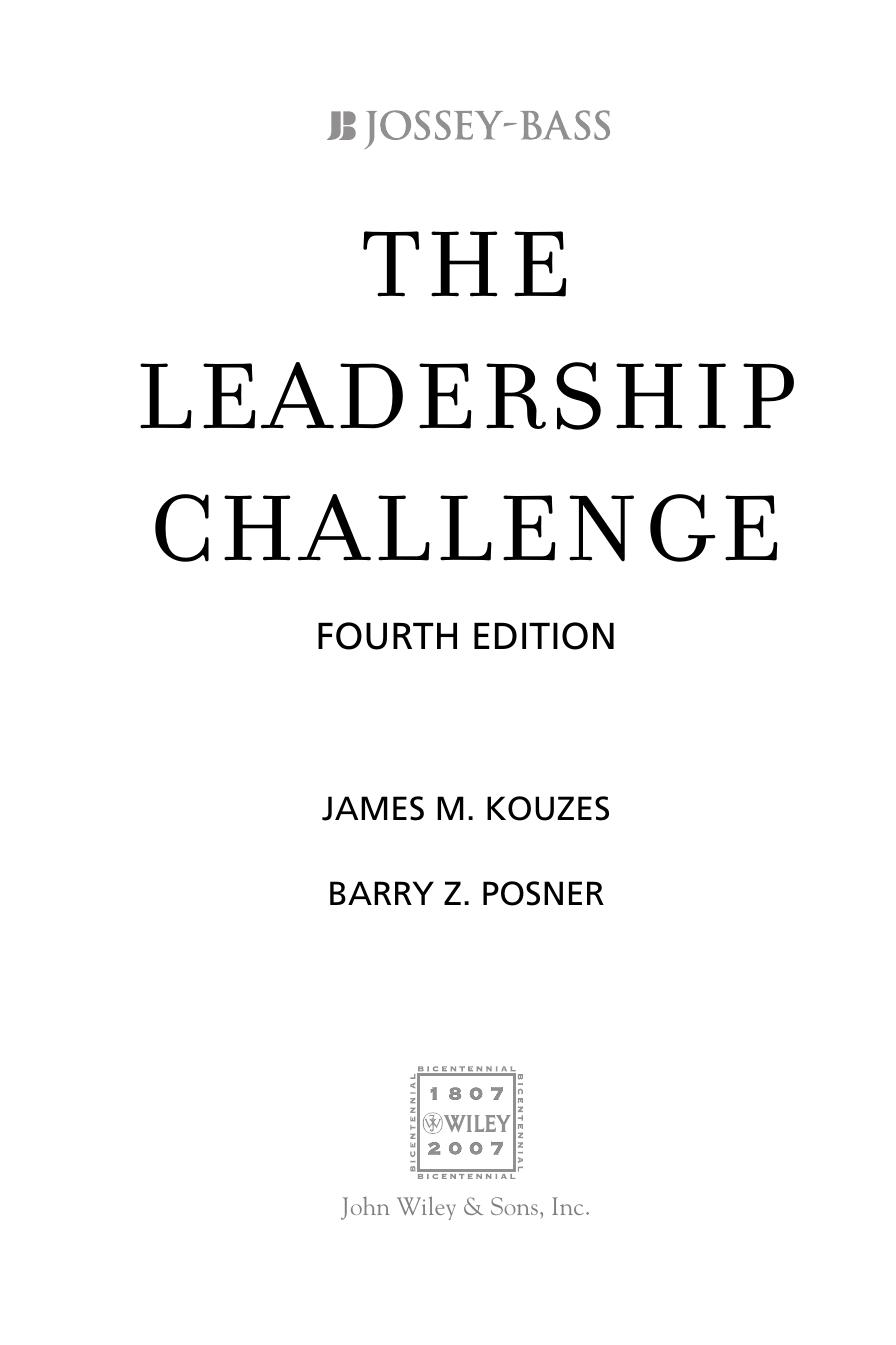 The Leadership Challenge by James M. Kouzes Barry Z. Posner