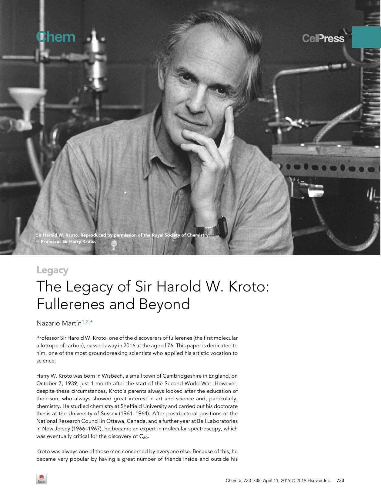 The Legacy of Sir Harold W. Kroto: Fullerenes and Beyond by Nazario Martín