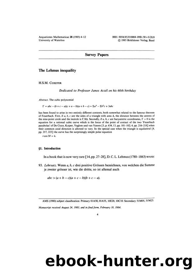 The Lehmus inequality. by Coxeter H.S.M