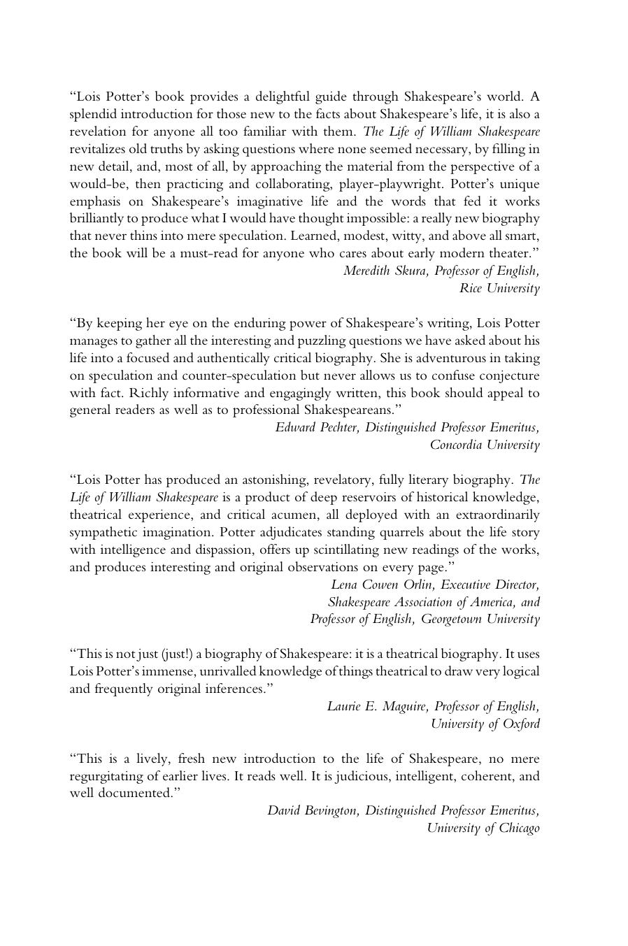 The Life of William Shakespeare: A Critical Biography (repost) by Unknow