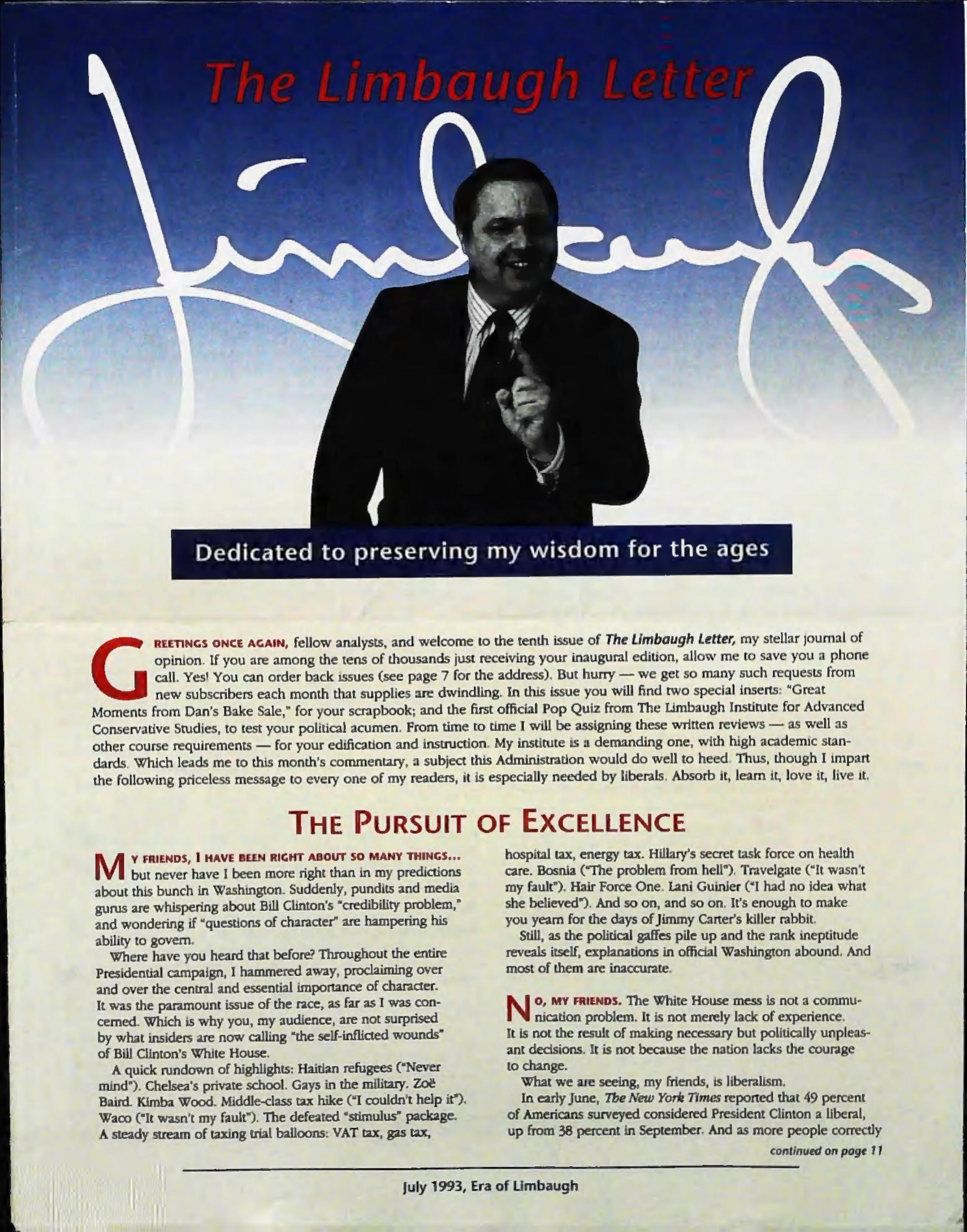 The Limbaugh Letter - (199307) by Lost Library of the Atypical and Unobtainable