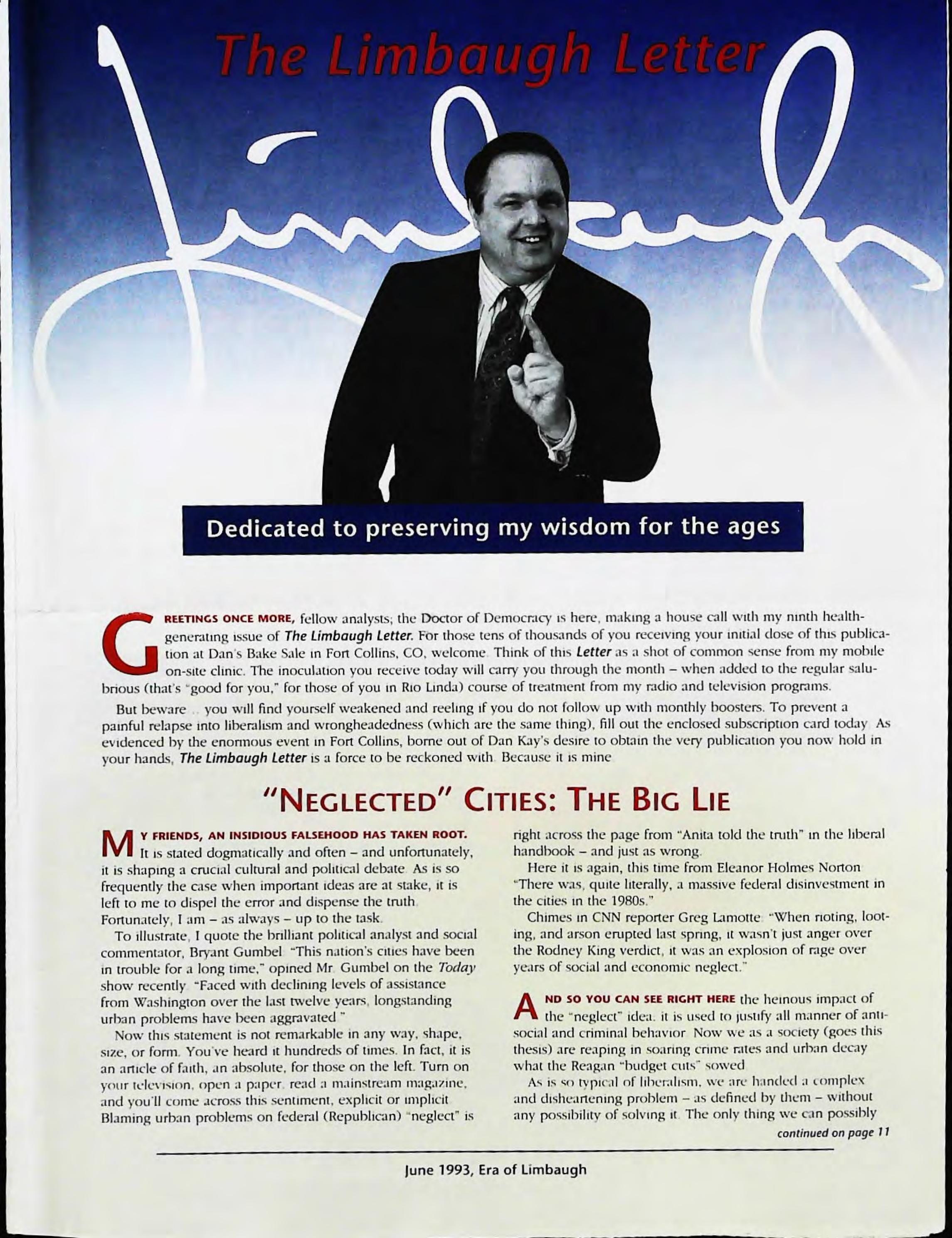 The Limbaugh Letter by (1993-06) red