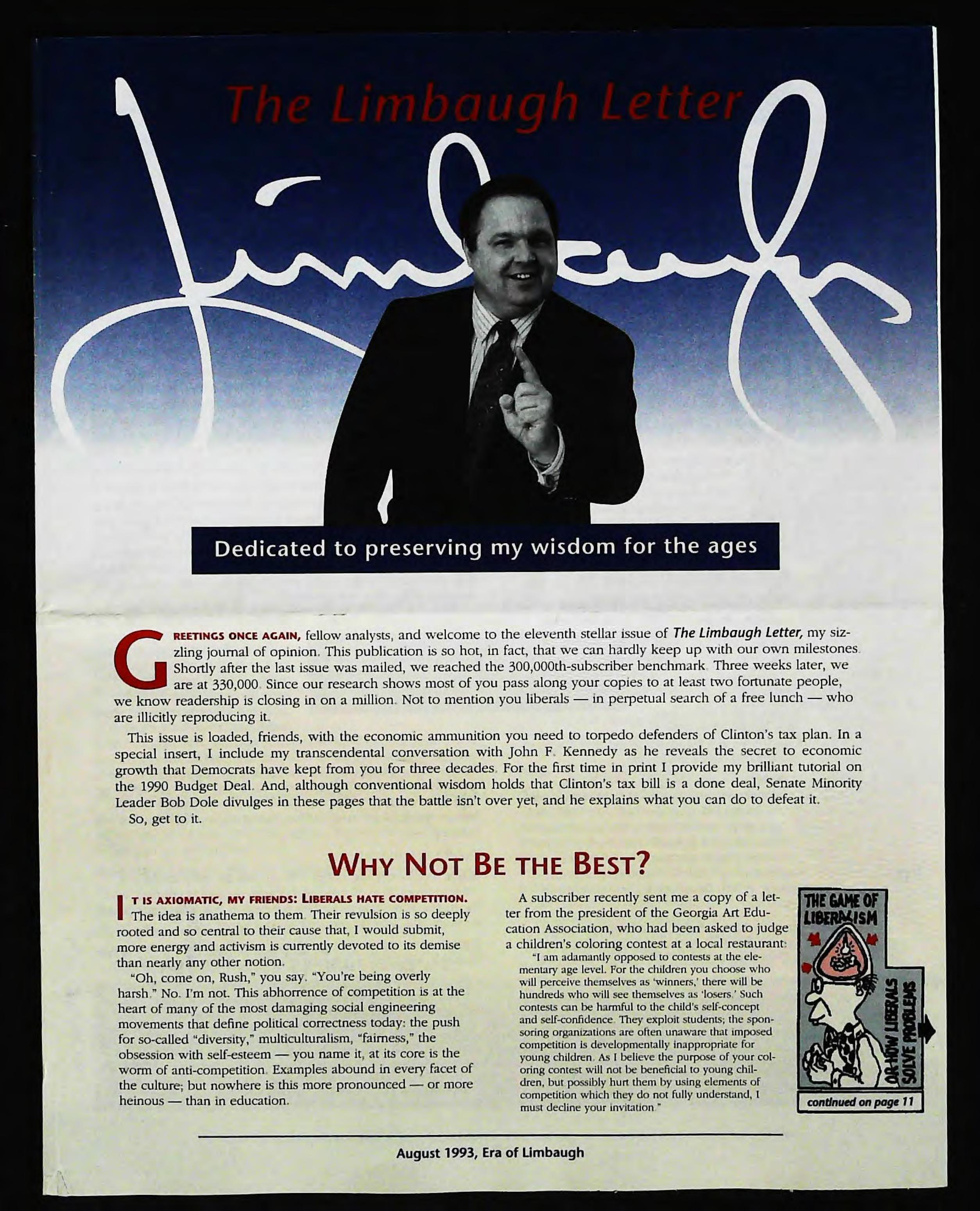 The Limbaugh Letter by (1993-08) red