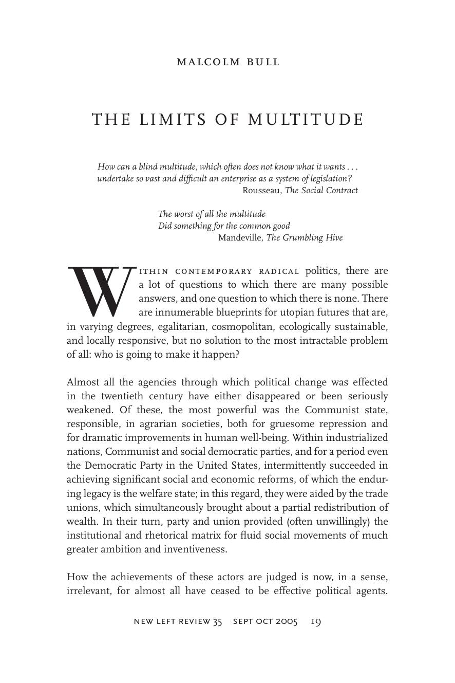 The Limits of Multitude by Malcolm Bull