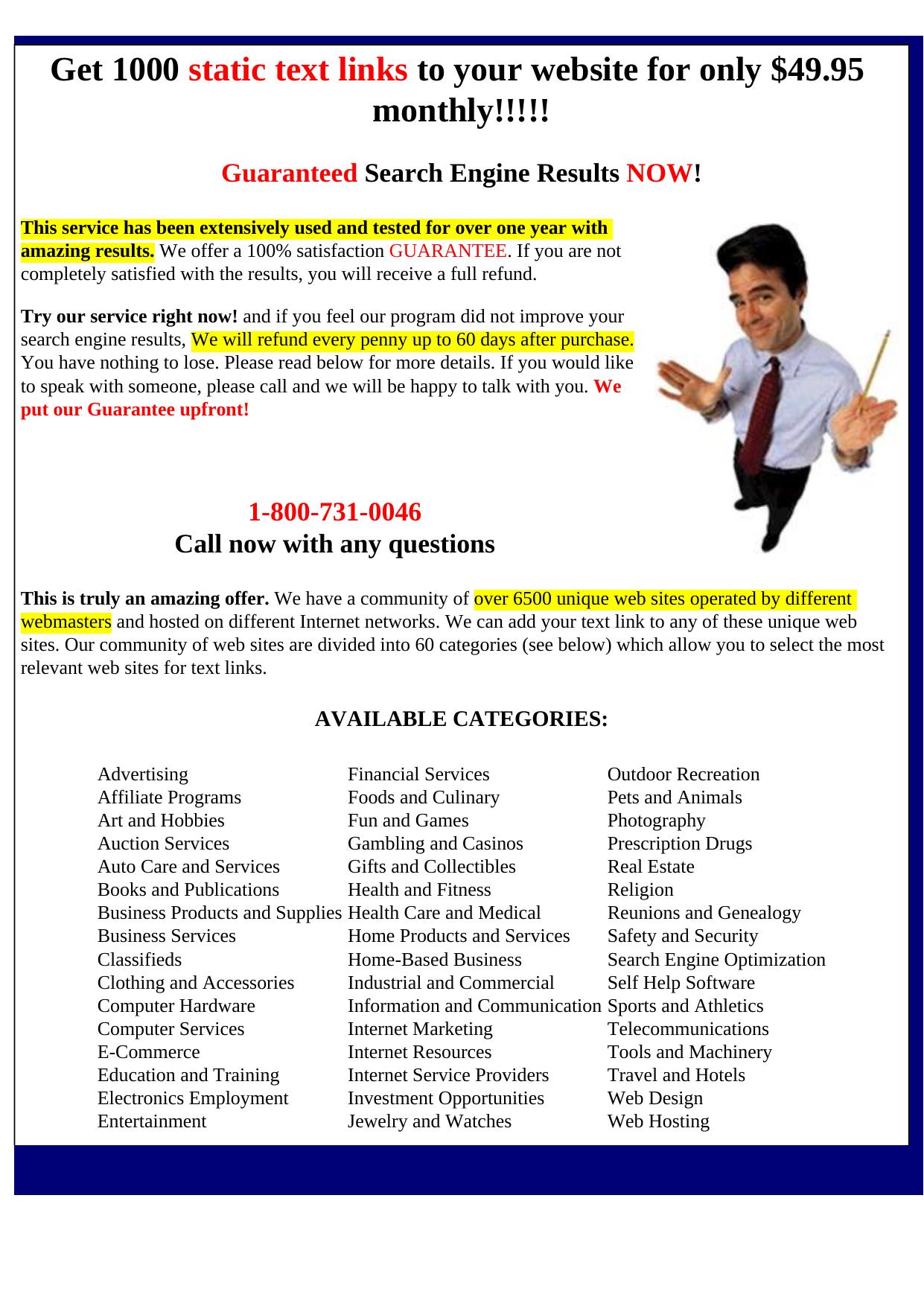 The Link Guy 1000 Static Text Links. by Best of Kuszter's Collection