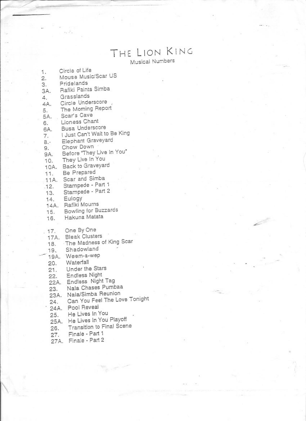 The Lion King by Full Broadway Score