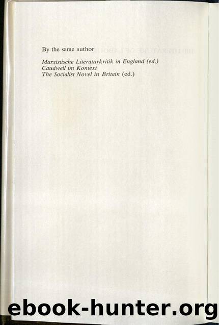 The Literature of Labor Two Hundred Years by H. Gustav Klaus