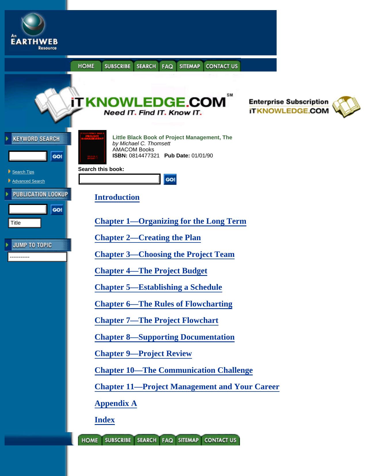 The Little Black Book of Project Management:Table of Contents by The Little Black Book of Project Management