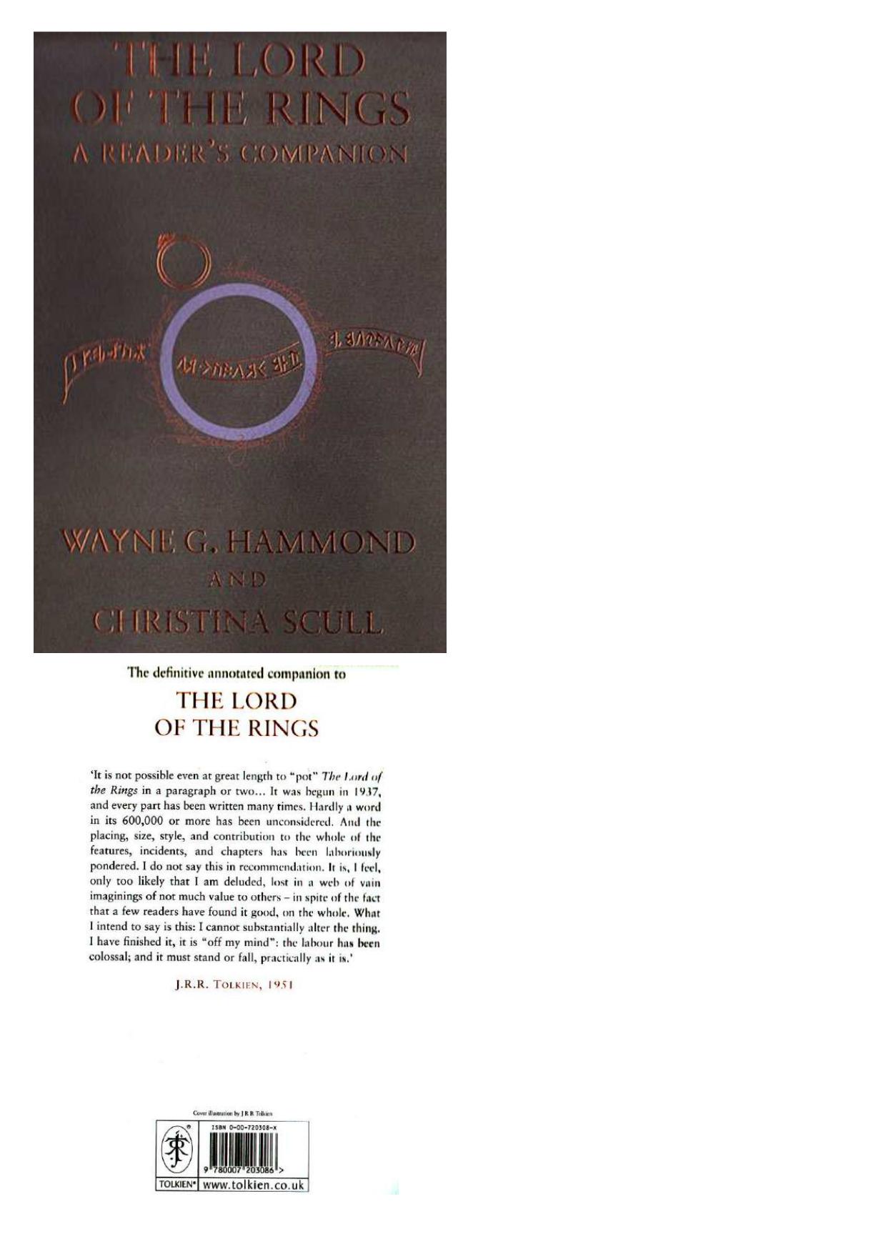 The Lord of the Rings: A Readerâs Companion by W. Hammond C. Scull