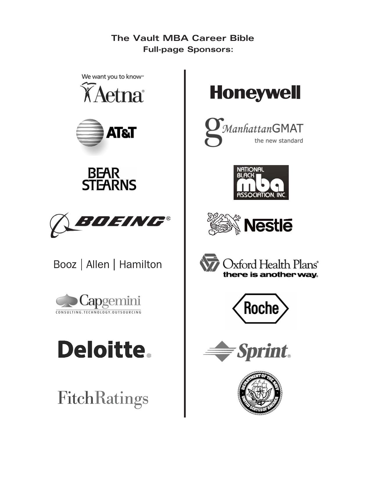 The MBA Career Bible, 2005 Edition: The Vault Guide to Careers and Hiring for Business School Students and Recent Graduates by Vault Editors