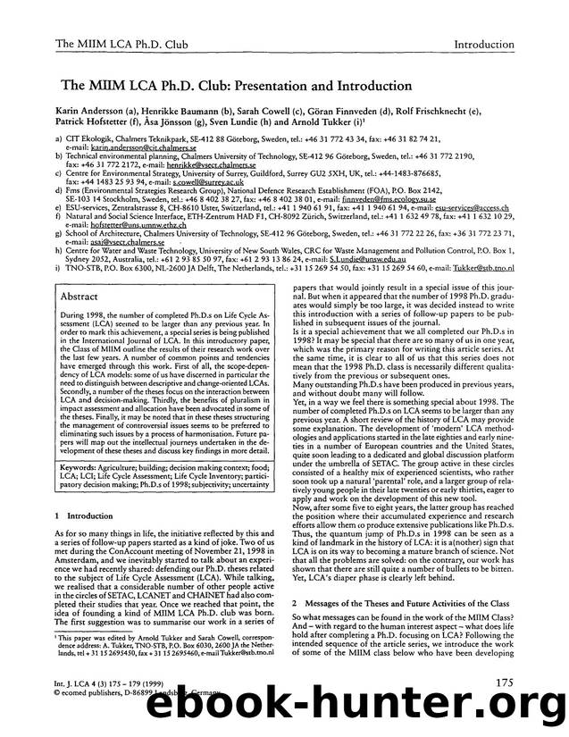 The MIIM LCA PH.D. club: Presentation and introduction by Unknown