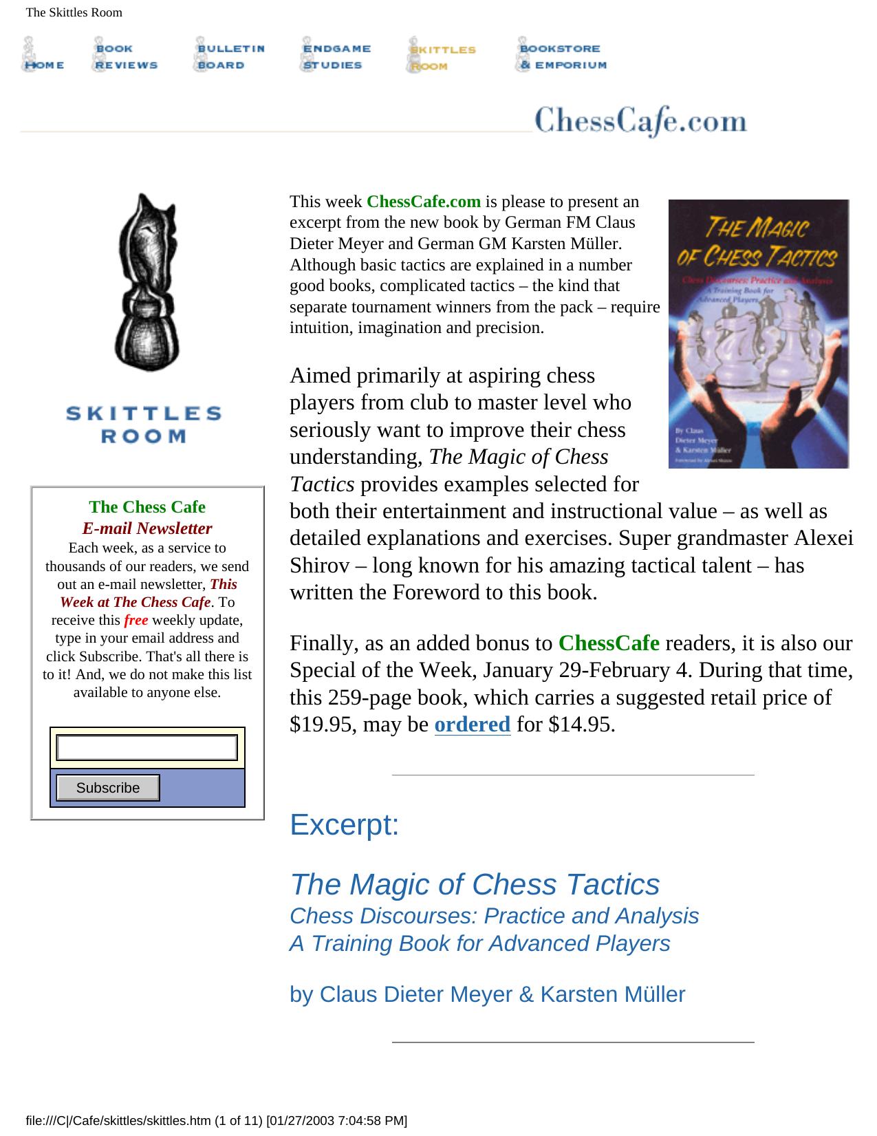 The Magic of Chess Tactics by Claus Dieter Meyer and Karsten Mueller by Claus Dieter Meyer & Karsten Muller
