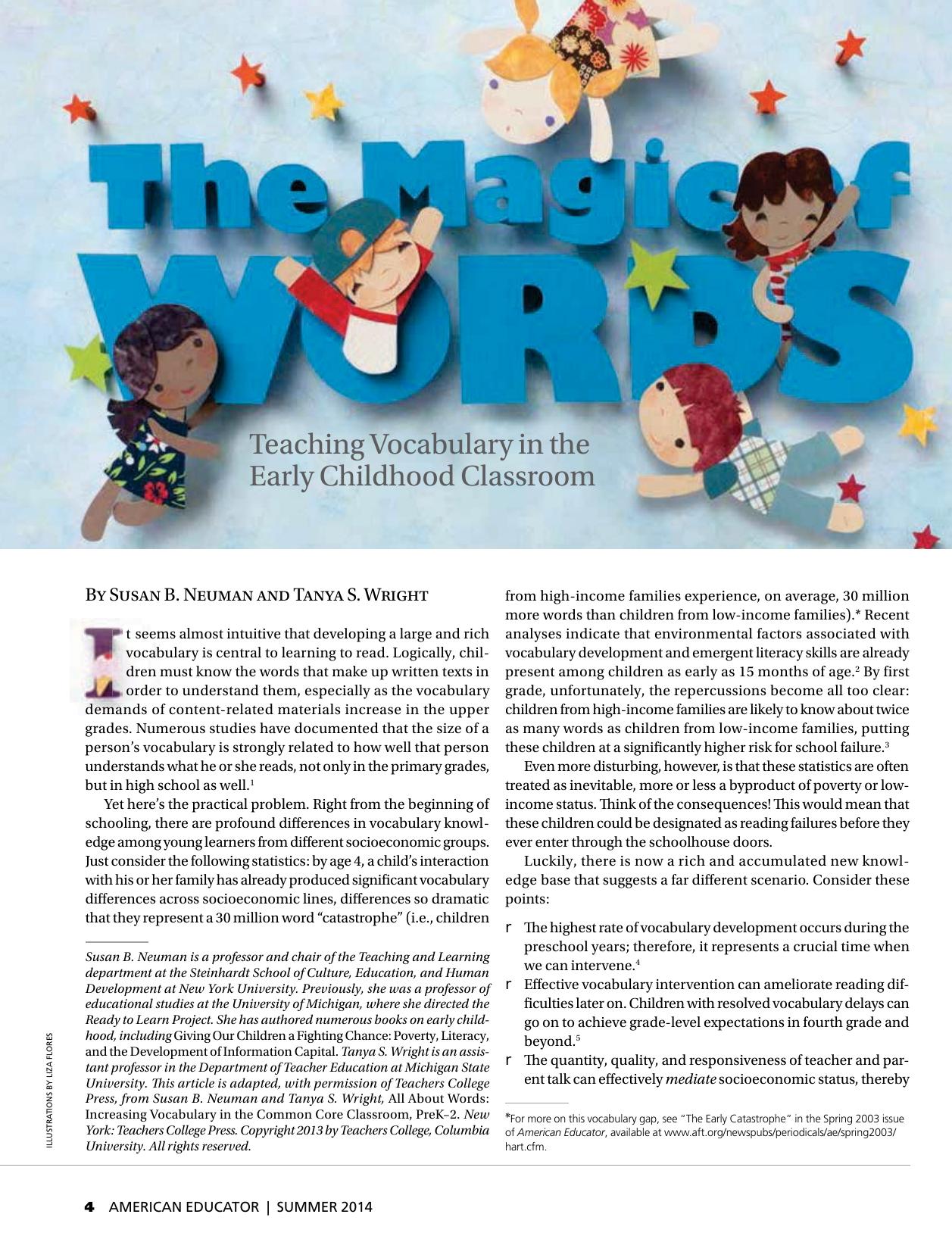 The Magic of Words. Teaching Vocabulary in the Early Childhood Classroom by Neuman S.B. Wright T.S