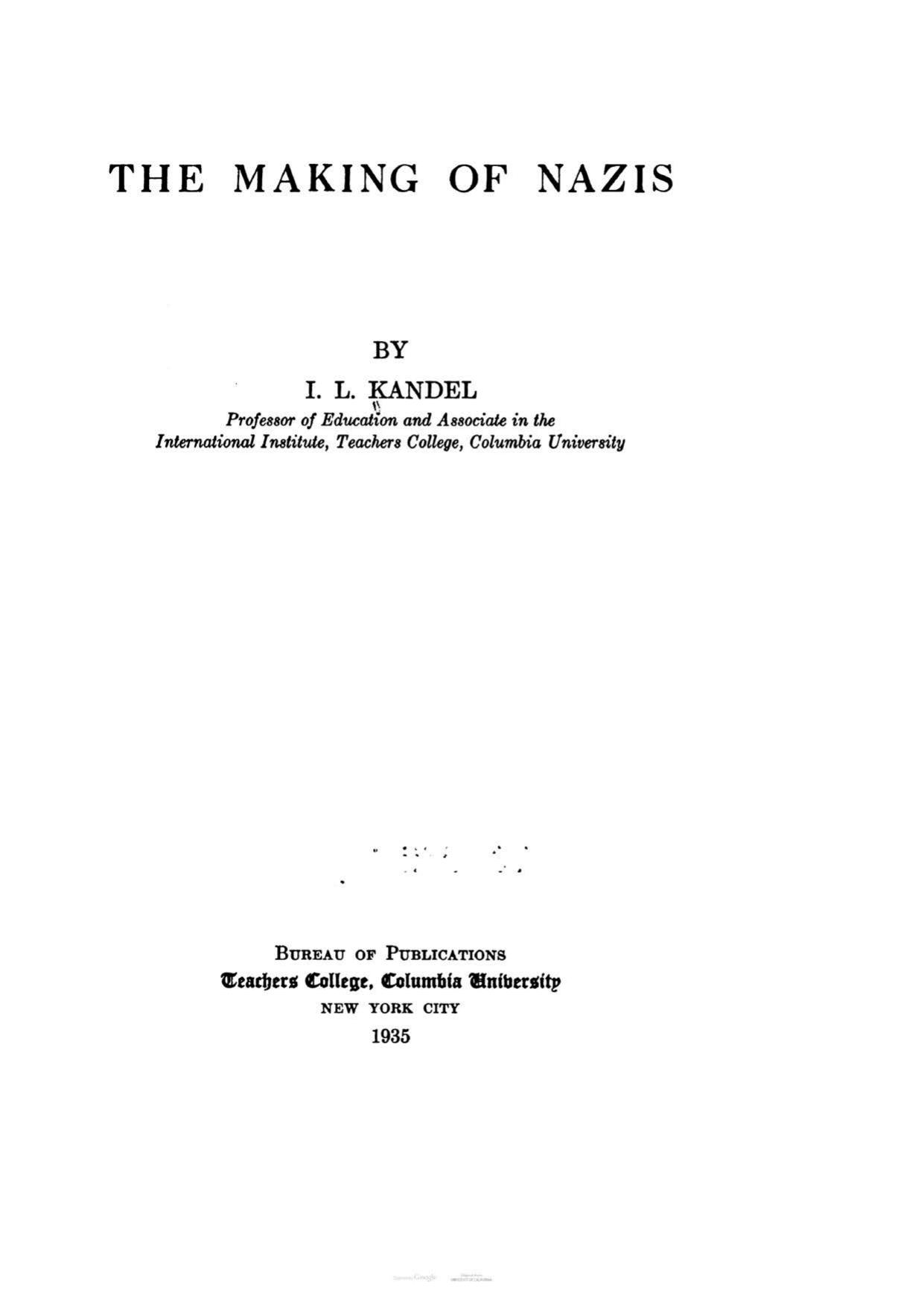 The Making of Nazis (1934) by Unknown