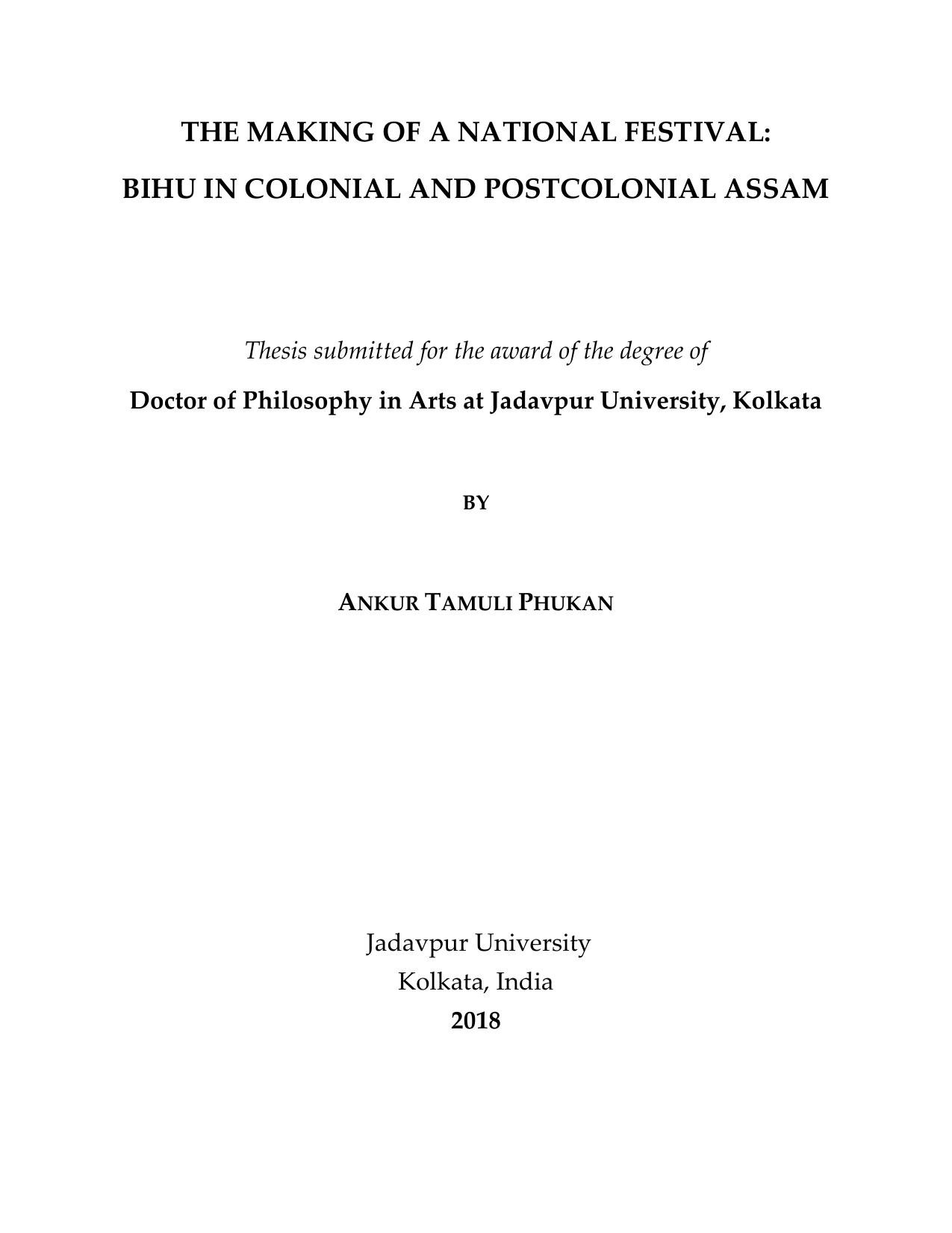 The Making of a National Festival: Bihu in Colonial and Postcolonial Assam by Ankur Tamuli Phukan