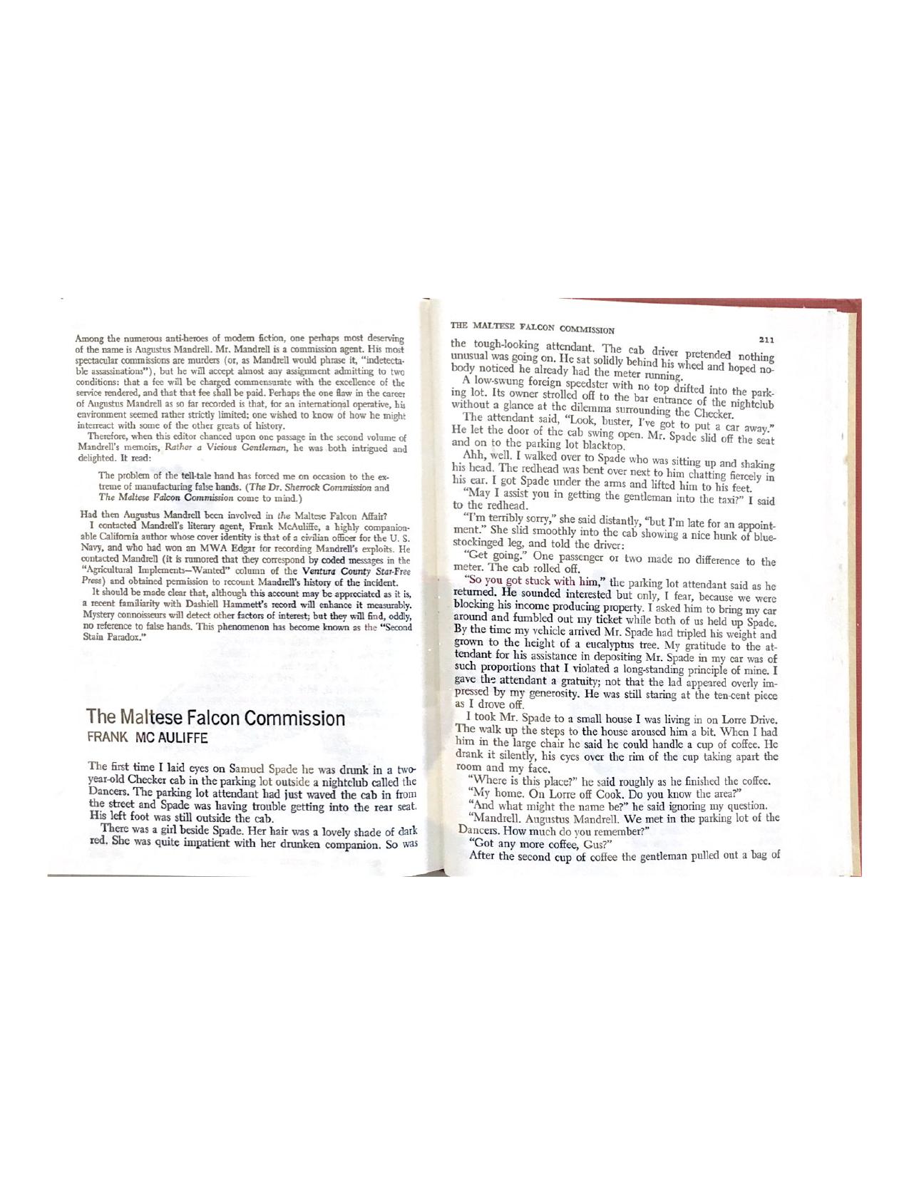 The Maltese Falcon Commission Frank McAuliffe (Augustus Mandrell) pdf by Unknown