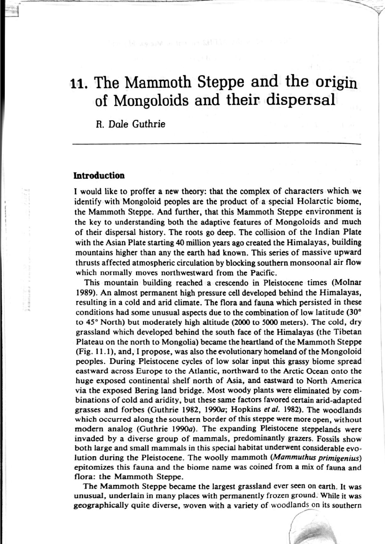 The Mammoth Steppe and the origin of Mongoloids and their dispersal ...